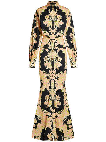 Etro Paisley Print Ruched Gown