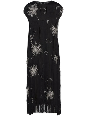 Prada Fringed Embroidered Dress