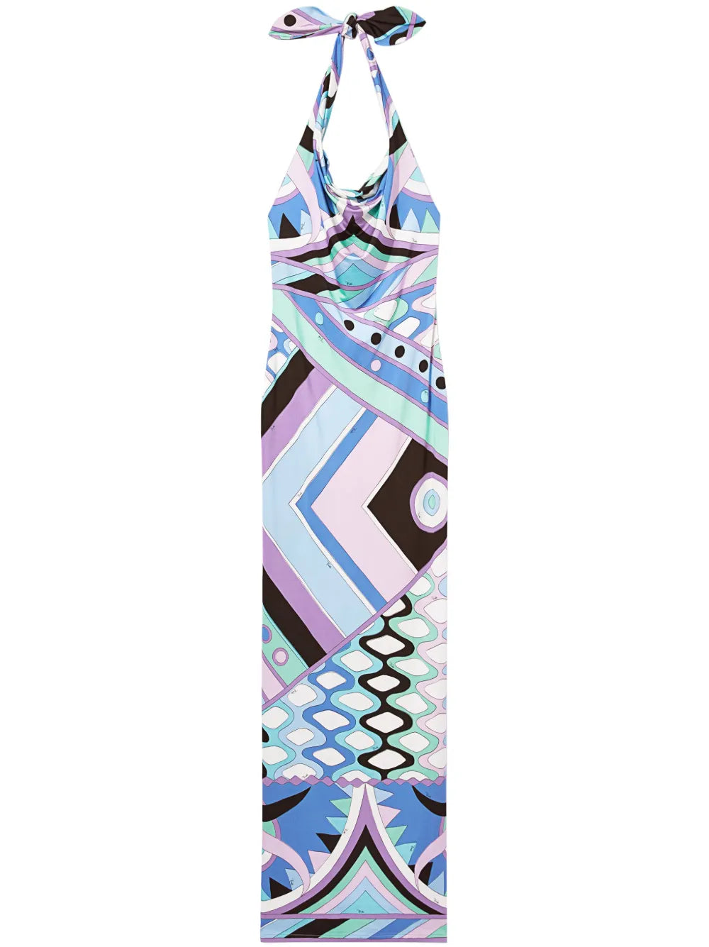 Pucci Vivara Print Satin Halterneck Maxi Dress