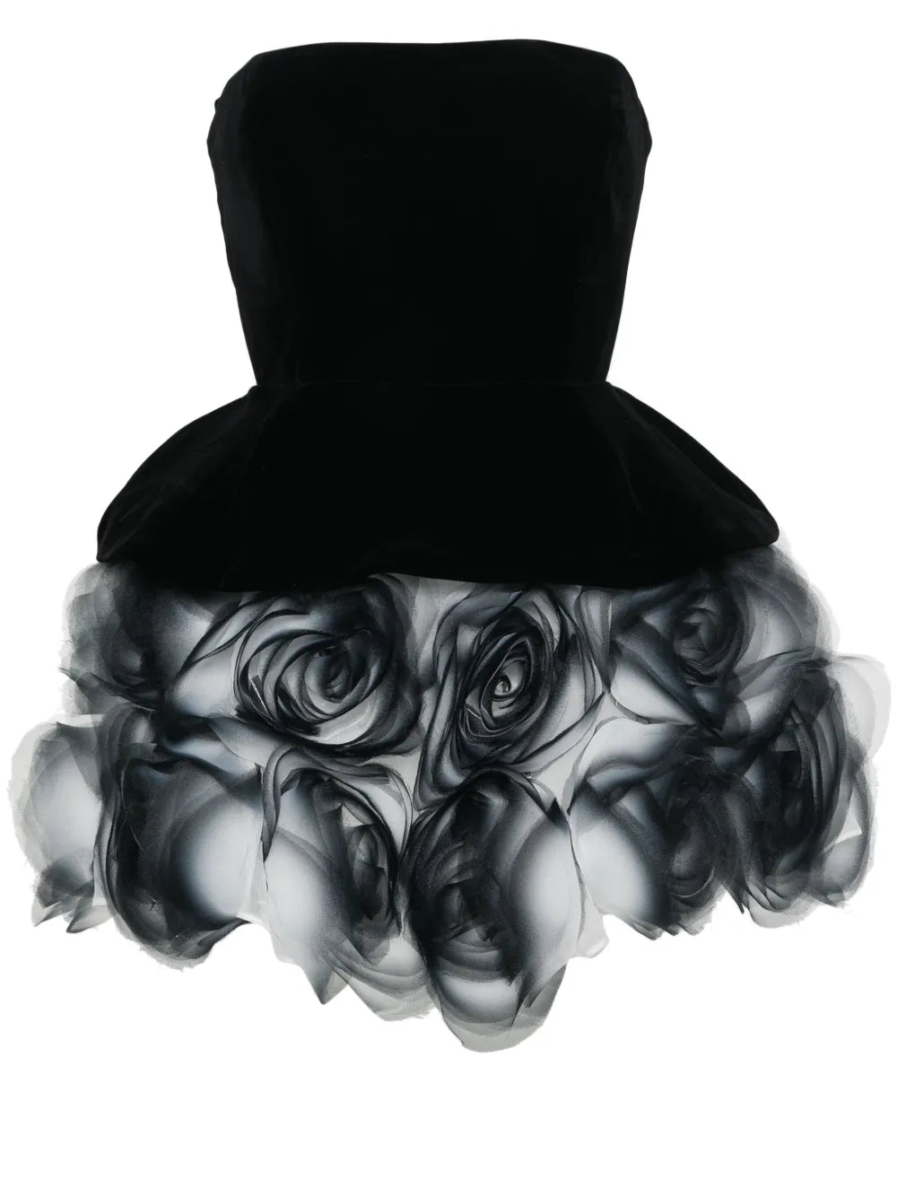 Ana Radu Floral Applique Strapless Minidress