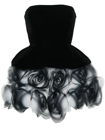 Ana Radu Floral Applique Strapless Minidress