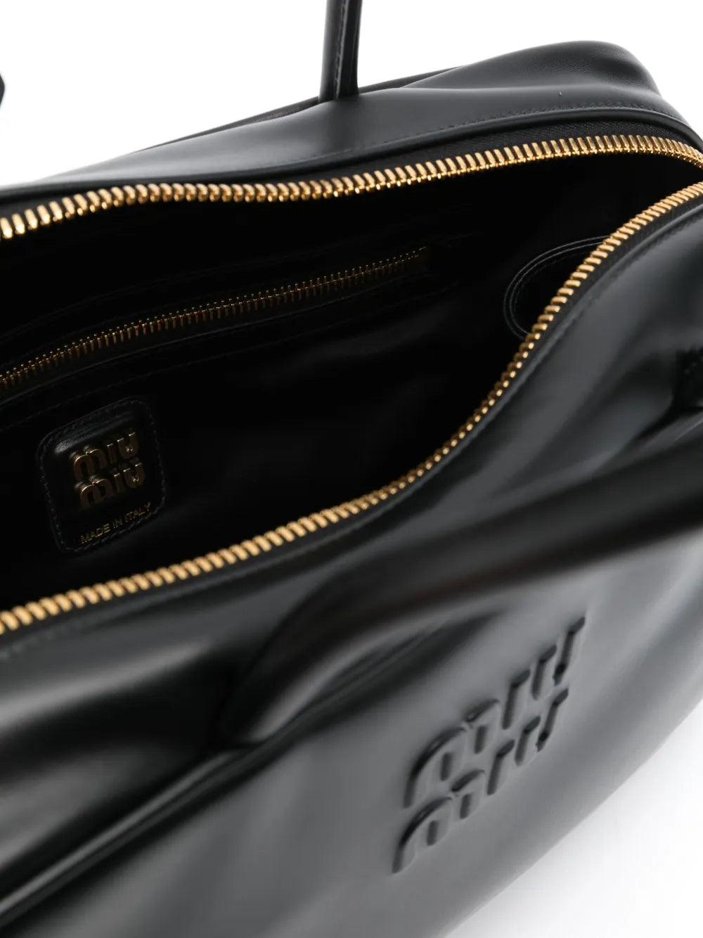 Miu Miu Logo Embossed Leather Shoulder Bag
