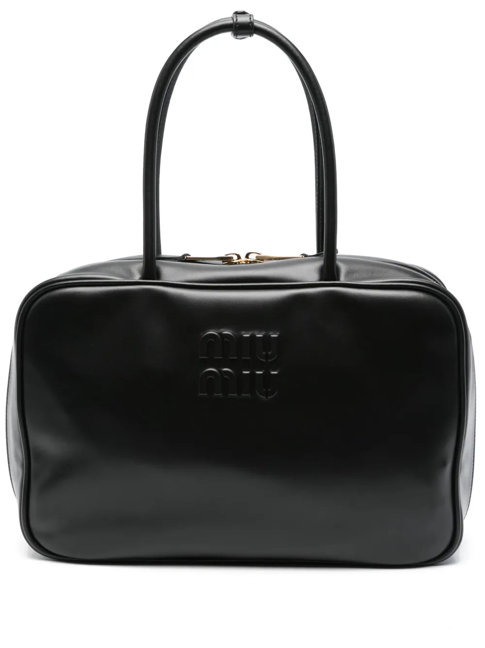 Miu Miu Logo Embossed Leather Shoulder Bag
