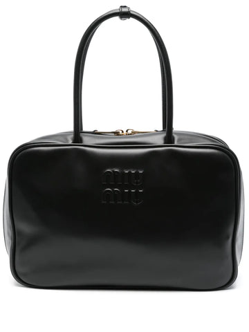 Miu Miu Logo Embossed Leather Shoulder Bag