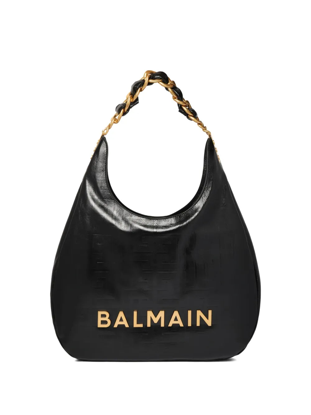 Balmain 1945 Crinkled Leather Shoulder Bag