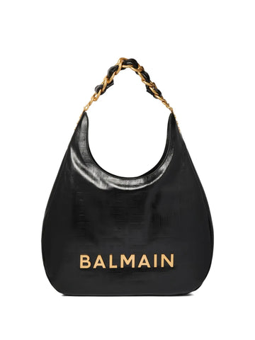 Balmain 1945 Crinkled Leather Shoulder Bag