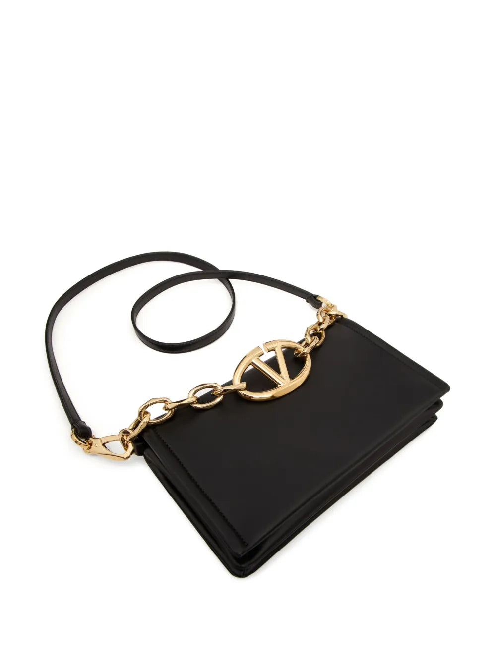 Valentino Garavani Vlogo Chain Leather Clutch Bag