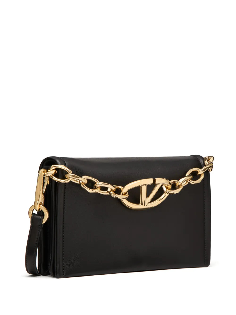 Valentino Garavani Vlogo Chain Leather Clutch Bag