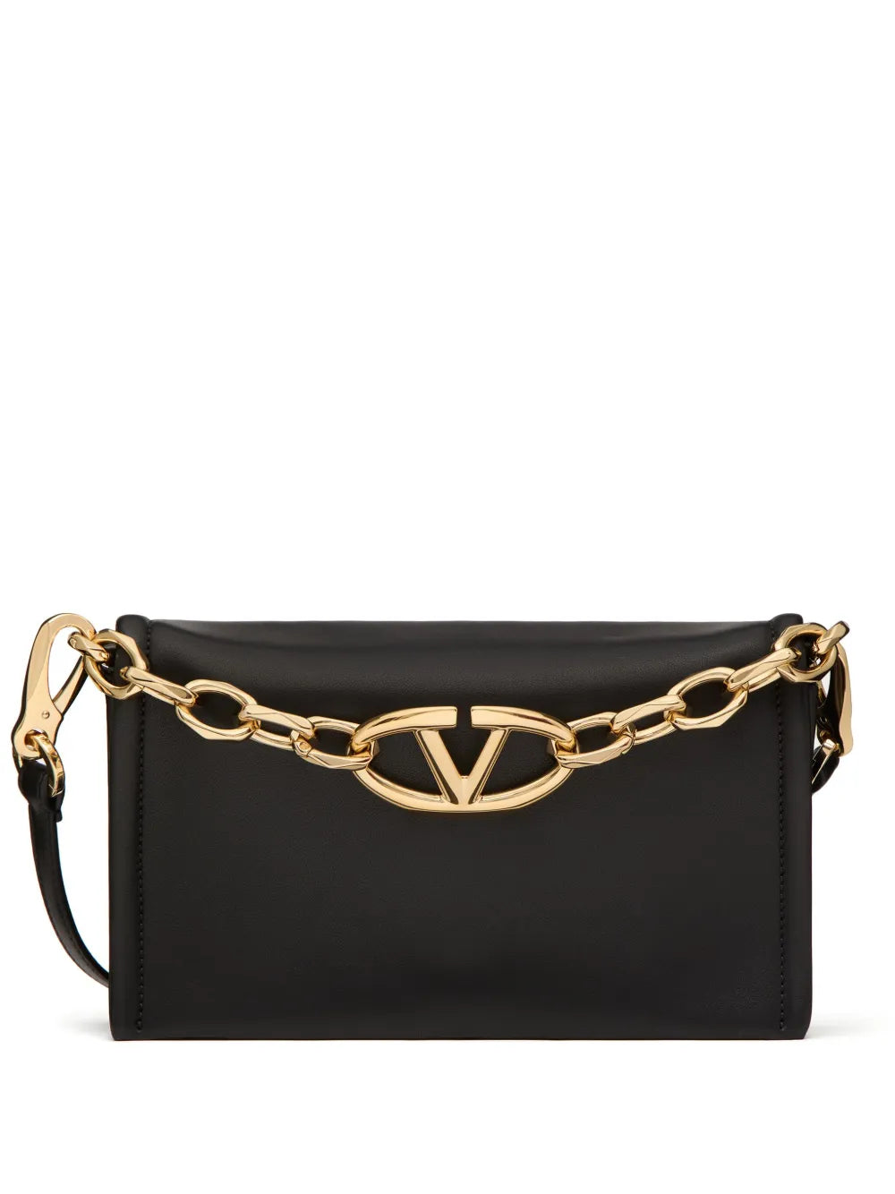 Valentino Garavani Vlogo Chain Leather Clutch Bag
