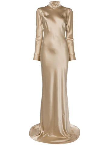 Michelle Mason Long Sleeve Silk Gown
