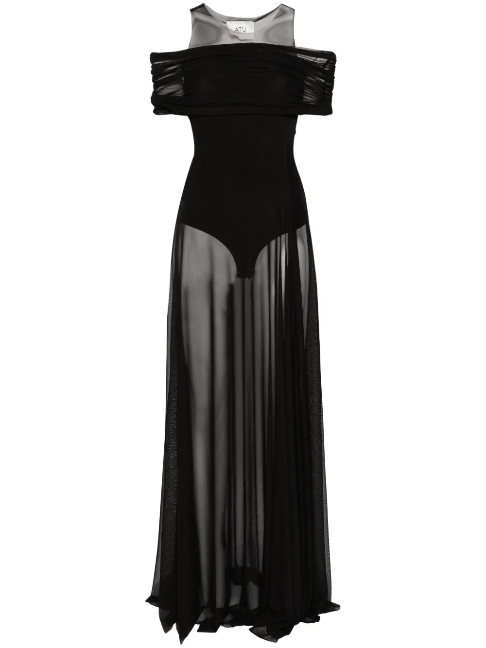 Atu Body Couture Round Neck Mesh Maxi Dress
