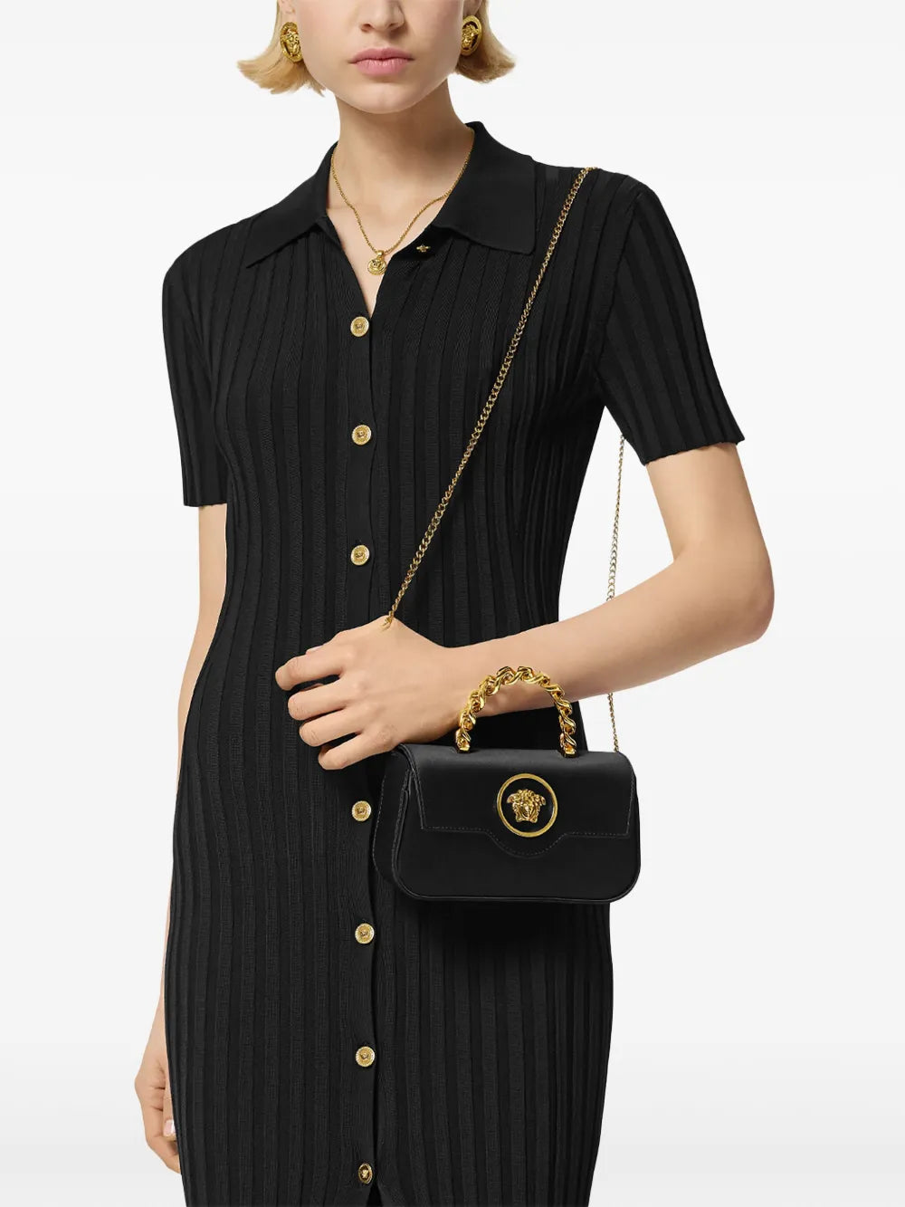 Versace La Medusa Satin Mini Bag