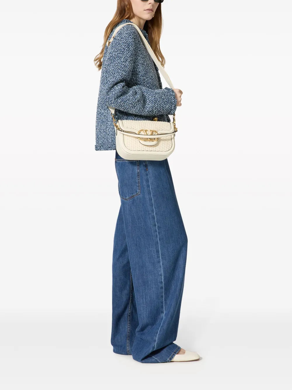 Valentino Garavani Alltime Woven Leather Shoulder Bag