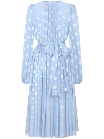 Dolce Gabbana Dna Monogram Jacquard Chiffon Midi Dress