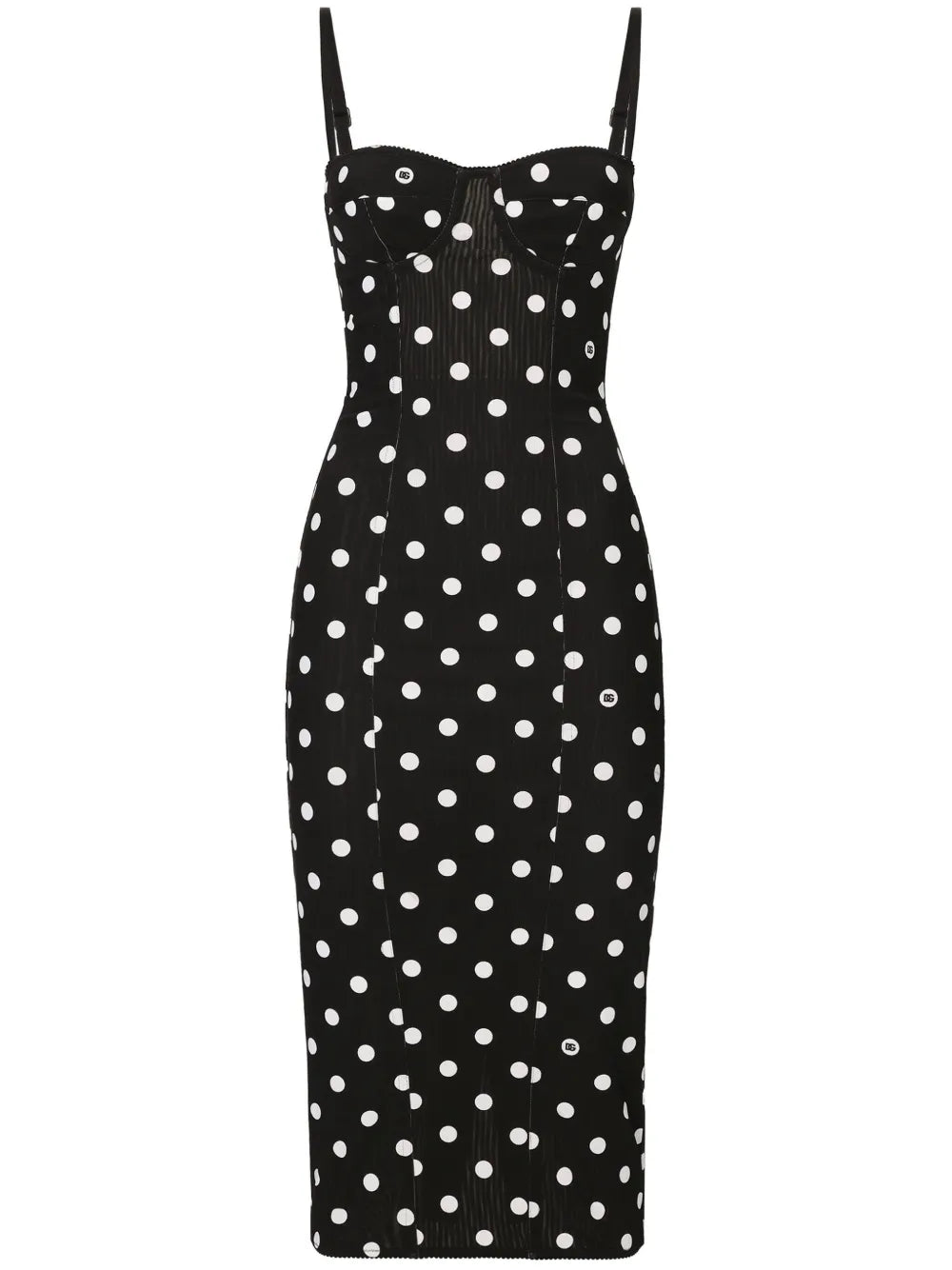 Dolce Gabbana Polka Dot Corset Midi Dress