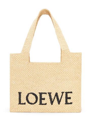 Loewe Medium Loewe Font Tote In Raffia