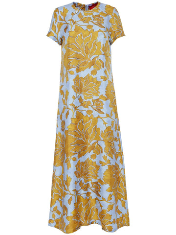 La Doublej Floral Print Silk Maxi Dress