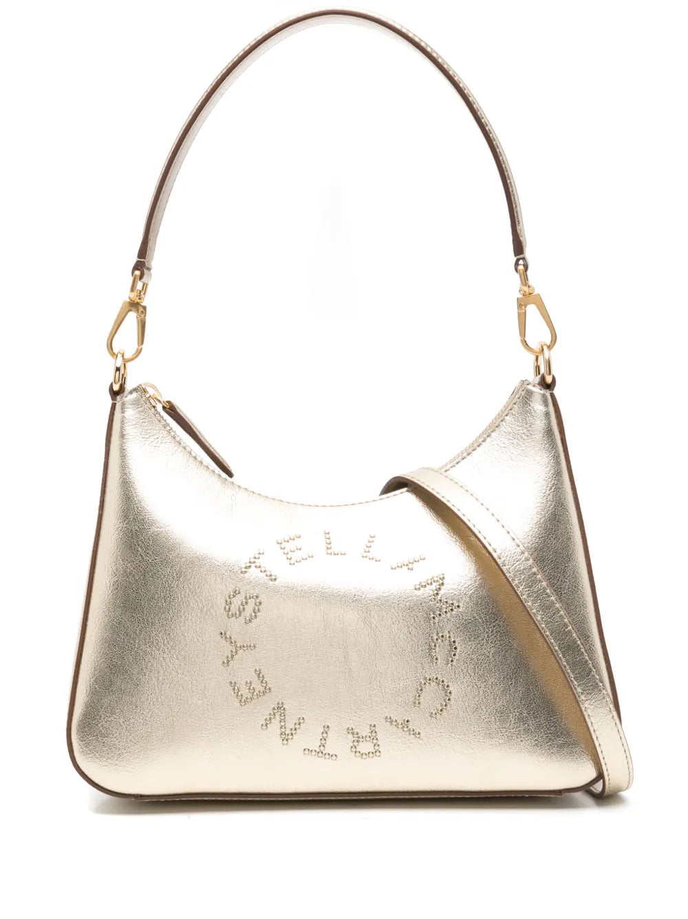Stella Mccartney Studded Logo Metallic Shoulder Bag