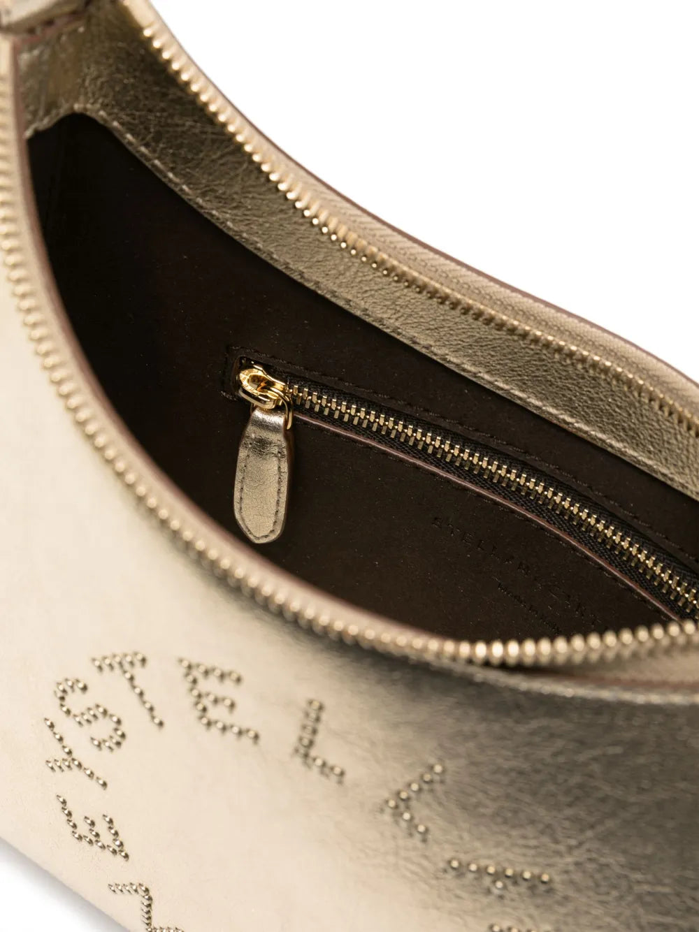 Stella Mccartney Studded Logo Metallic Shoulder Bag