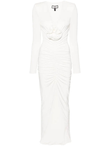 Nissa Rose Applique Ruched Maxi Dress