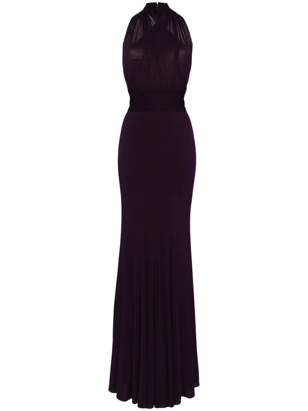 Herve L Leroux V Neck Open Back Gown