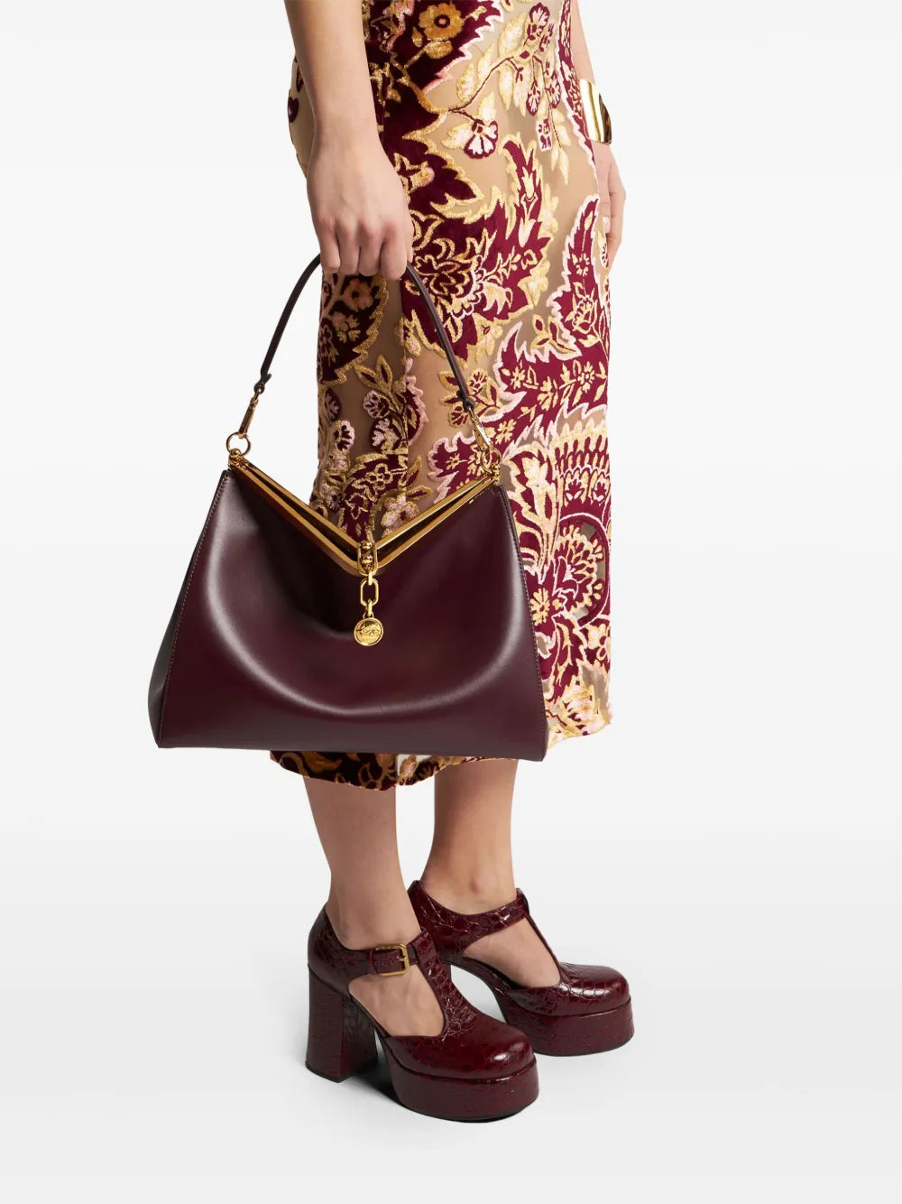 Etro Large Vela Leather Shoulder Bag