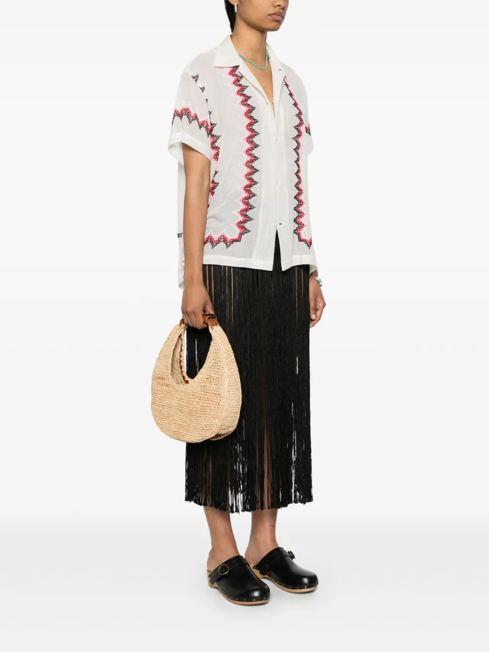 Staud Moon Raffia Tote Bag