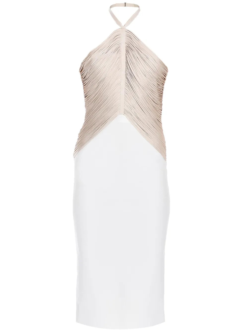Herve Leger Halterneck Fringe Midi Dress
