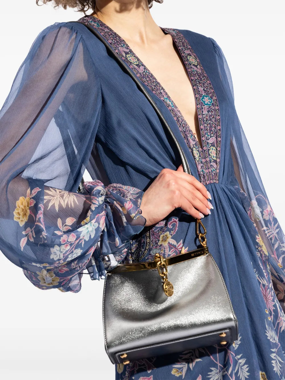 Etro Small Vella Metallic Leather Bag