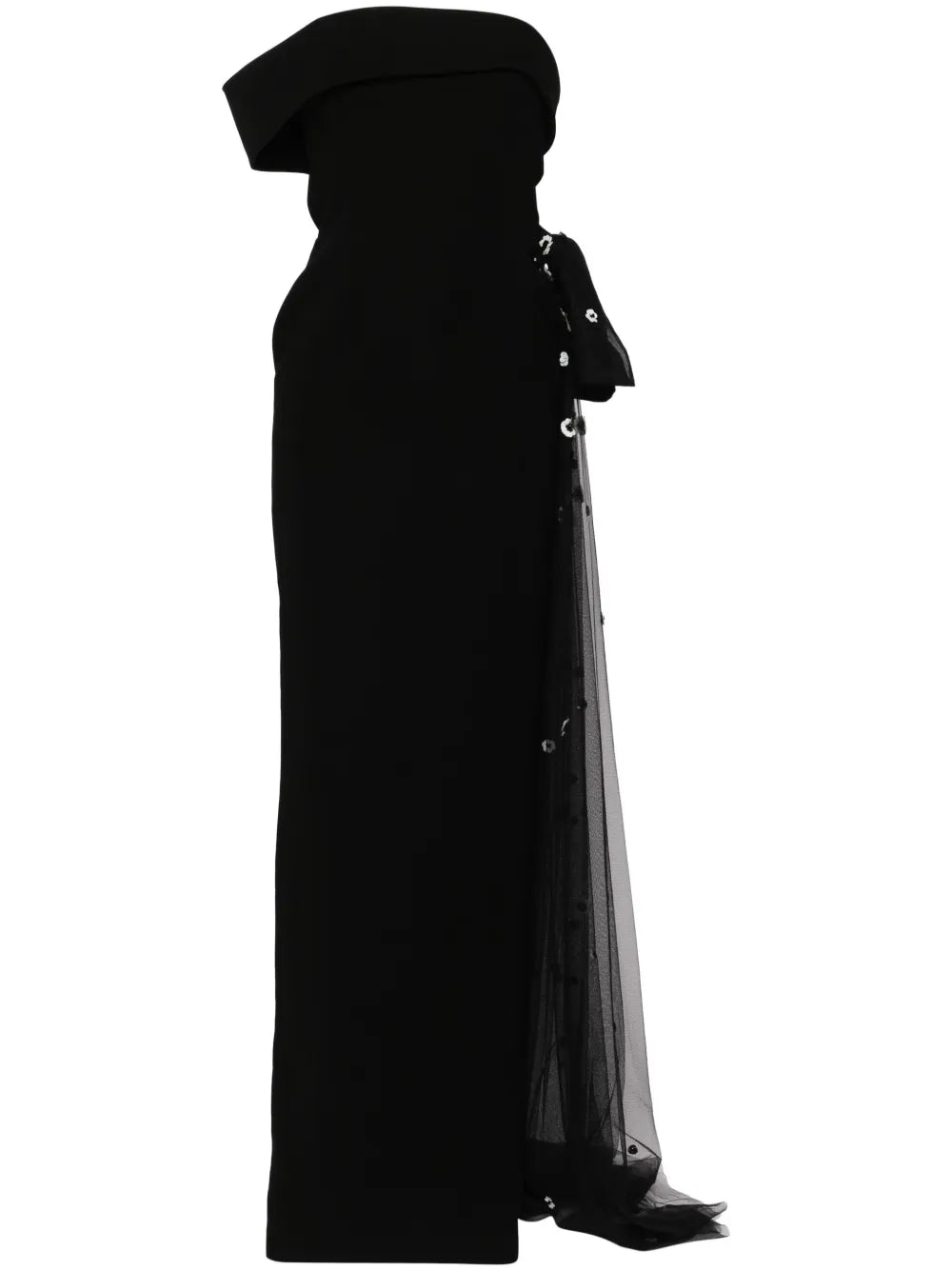 Saiid Kobeisy Floral Applique Off Shoulder Gown