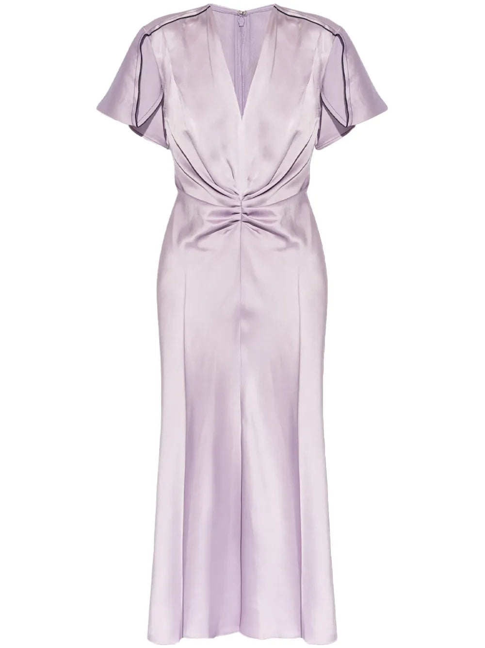 Victoria Beckham Ruched Satin Midi Dress