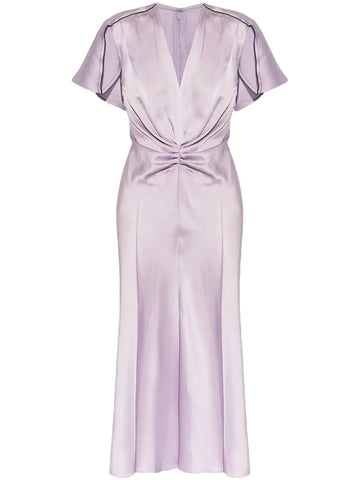 Victoria Beckham Ruched Satin Midi Dress