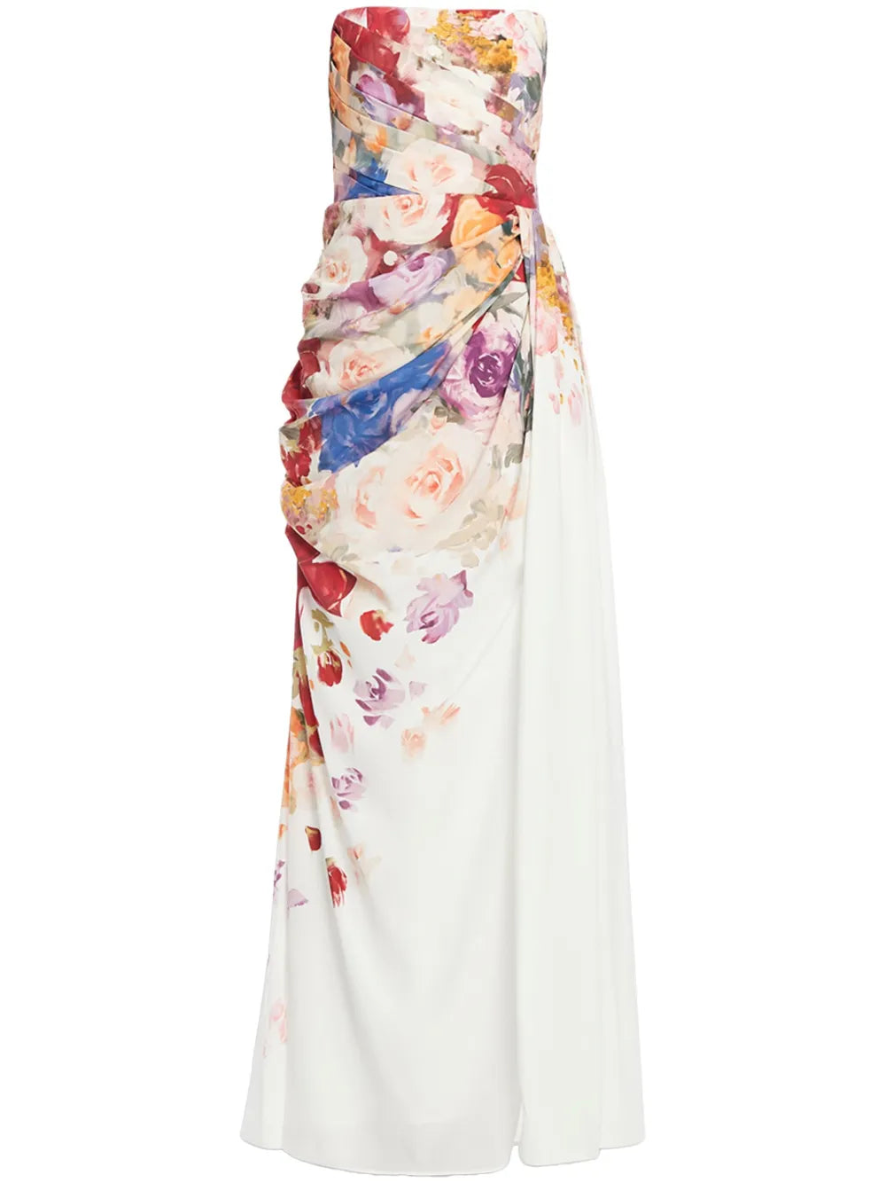 Leo Lin Anastasia Bustier Floral Print Gown