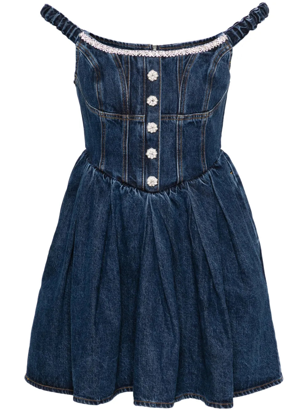Self Portrait Crystal Embellished Denim Mini Dress
