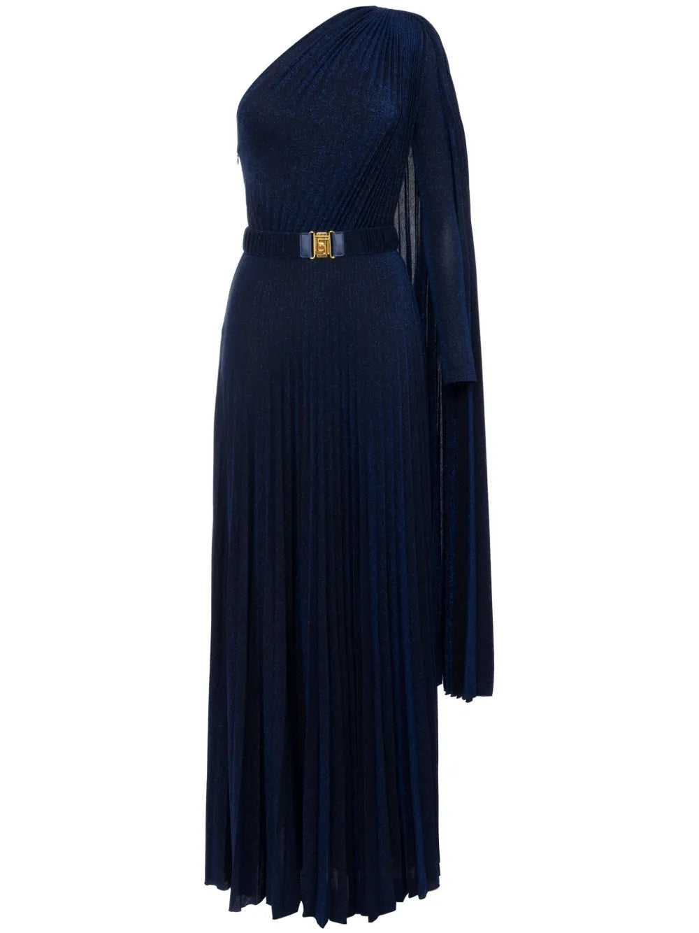 Elisabetta Franchi One Shoulder Pleated Gown