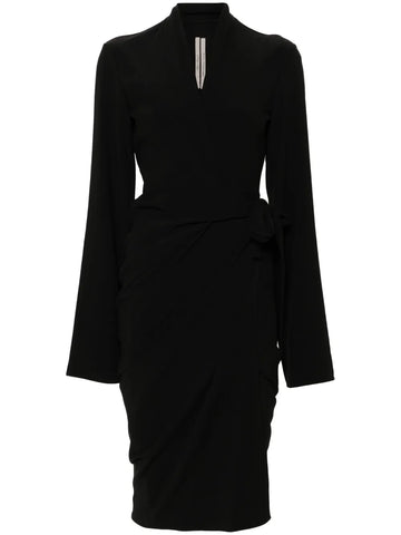 Rick Owens Tie Fastening Crepe Wrap Dress