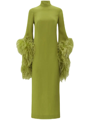 Taller Marmo Del Rio Feather Trim Midi Dress
