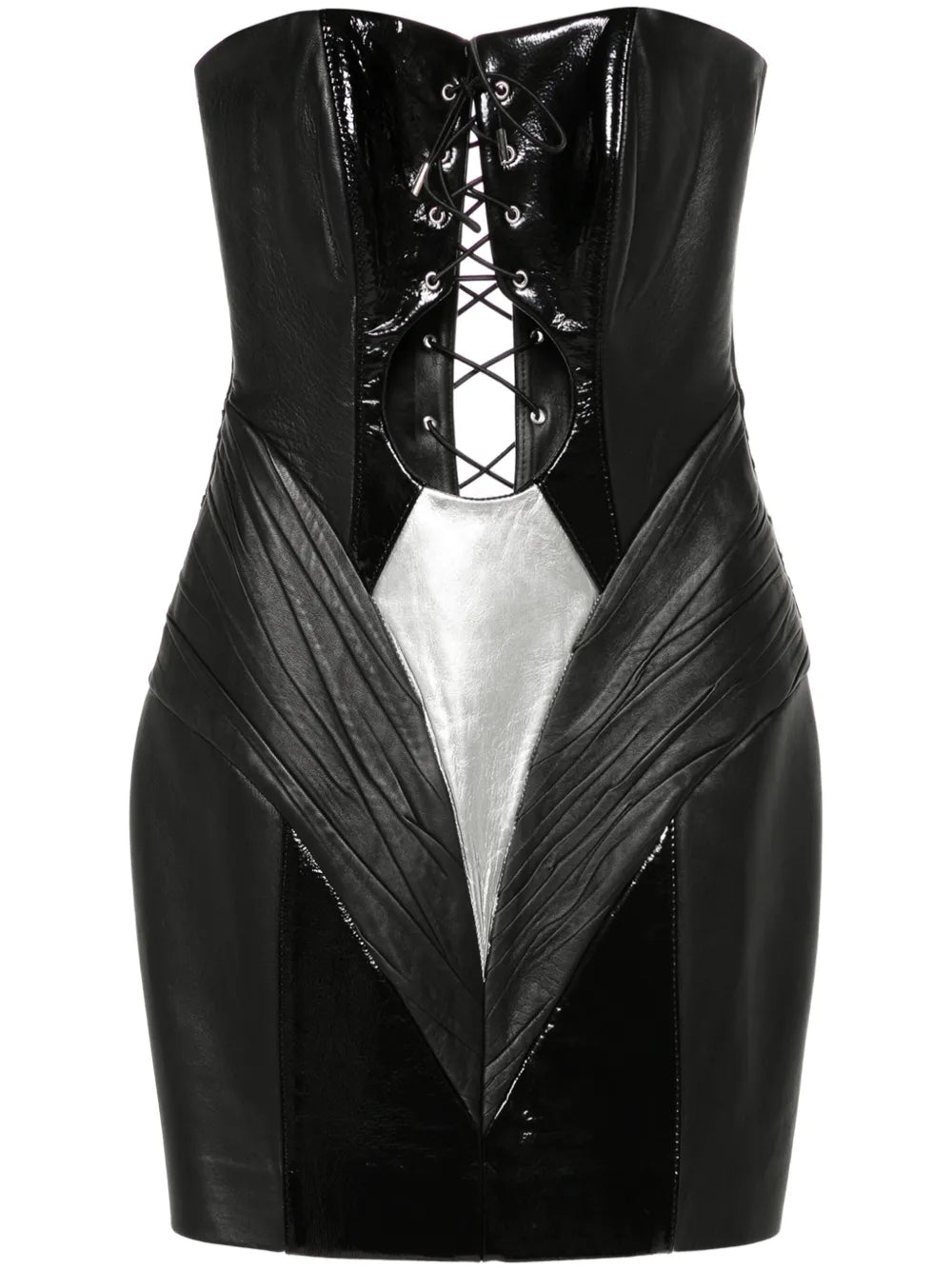 Mitiliane Couture Leather Lace Up Mini Dress