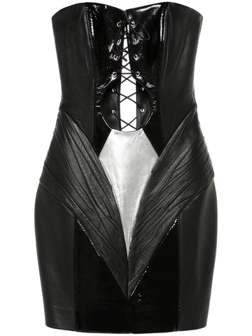 Mitiliane Couture Leather Lace Up Mini Dress