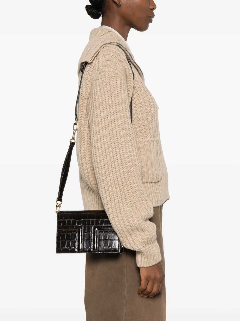 Toteme T Flap Crocodile Embossed Mini Bag