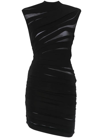 Mugler Ruched Sheer Mini Dress