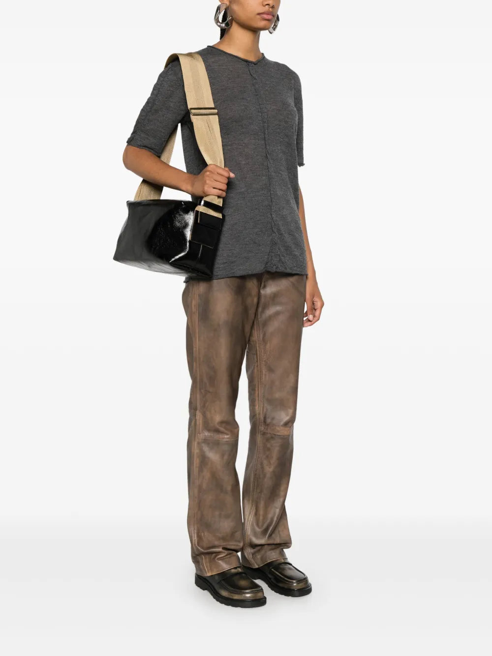 Uma Wang Logo Debossed Shoulder Bag