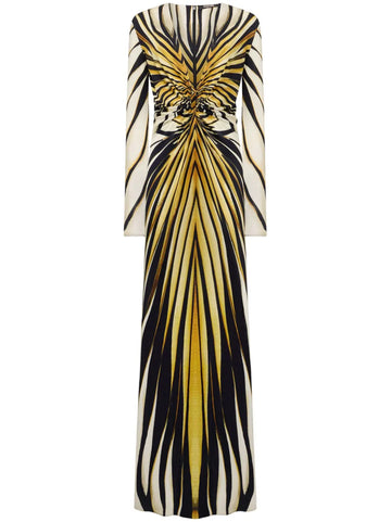 Roberto Cavalli Ray Of Gold Print Maxi Dress