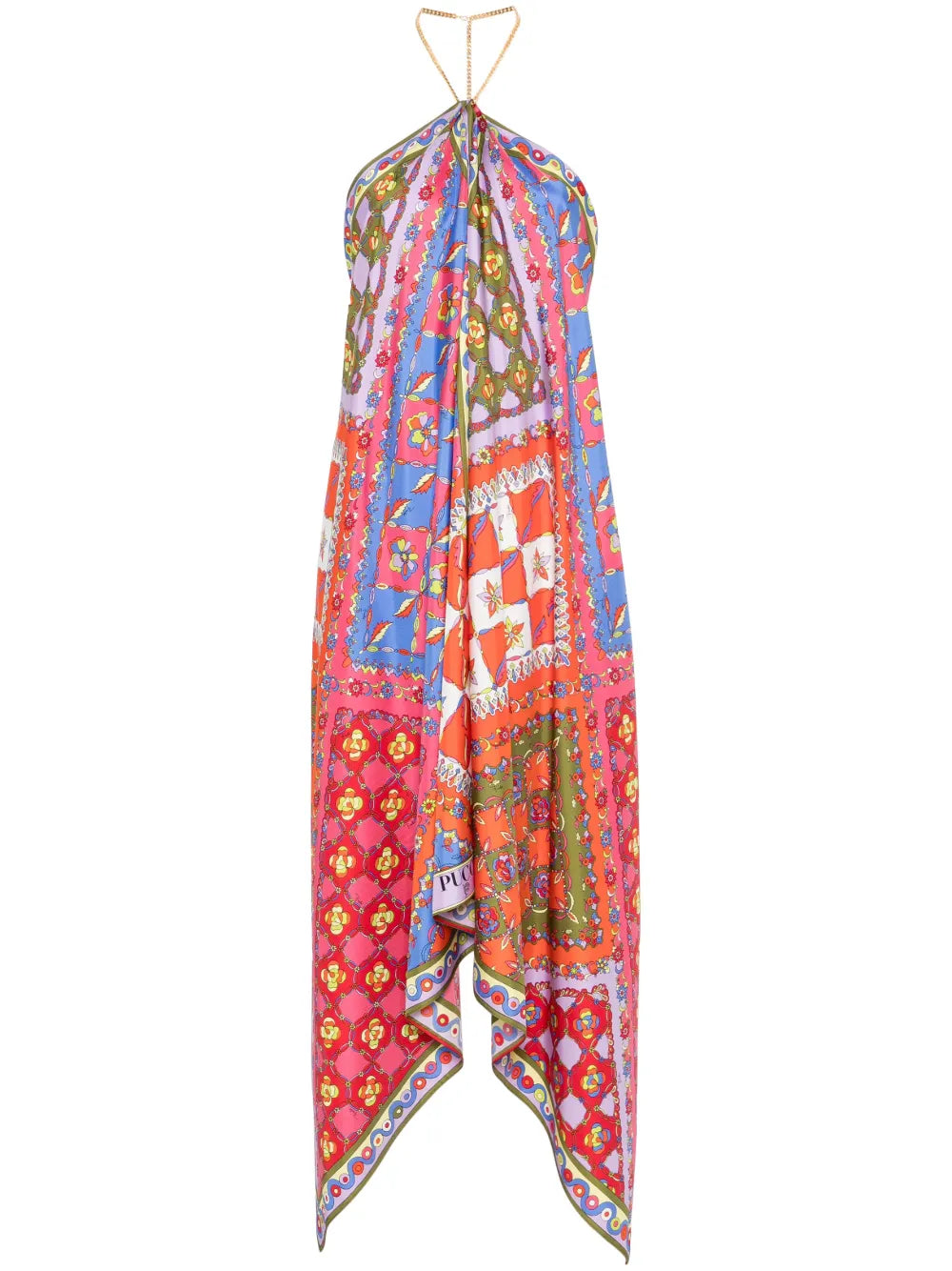 Pucci Festa Print Silk Midi Dress