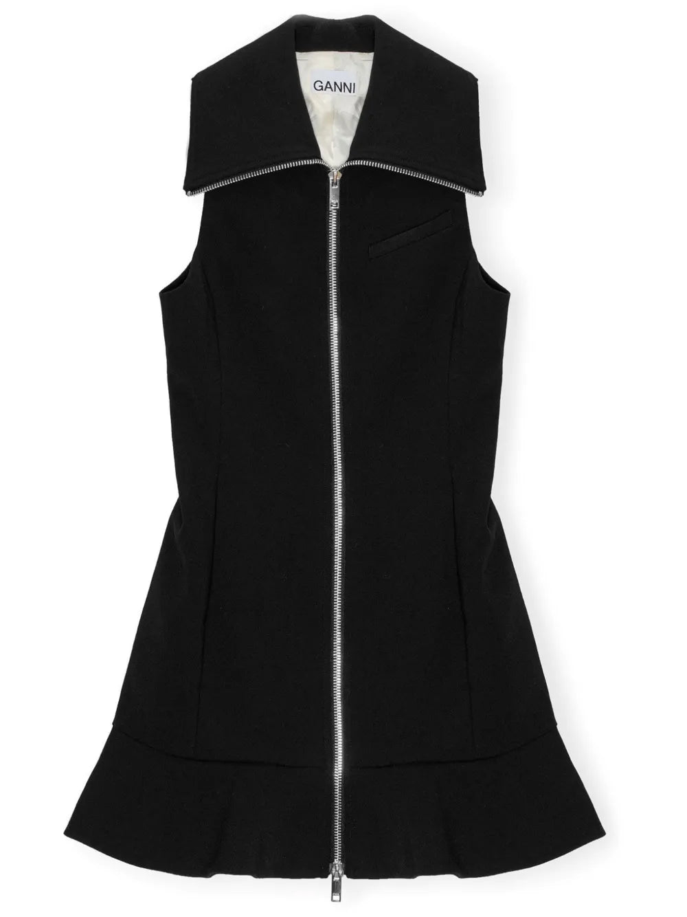 Ganni Zip Up Crepe Mini Dress