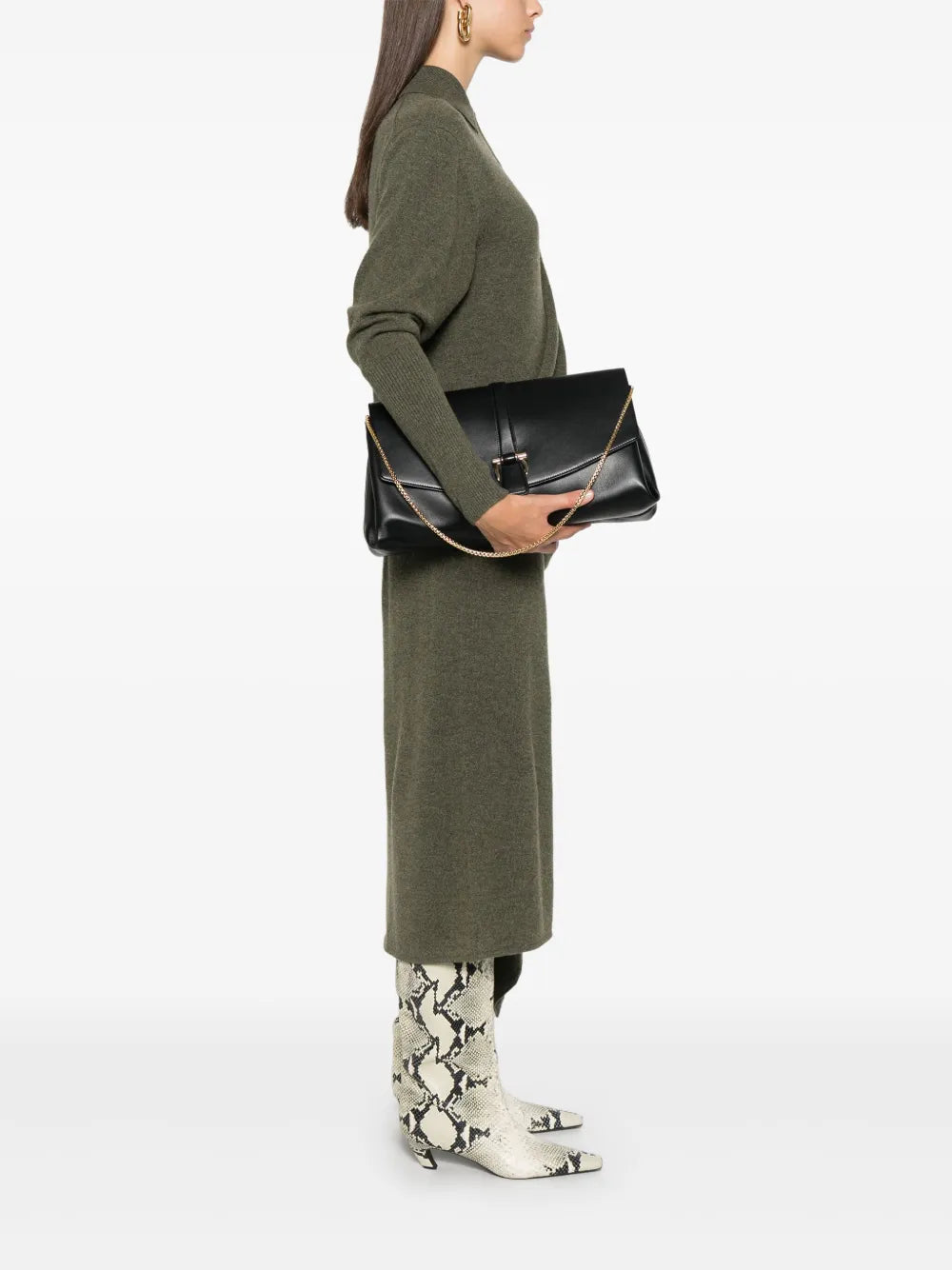 Ferragamo Gancini Buckle Shoulder Bag