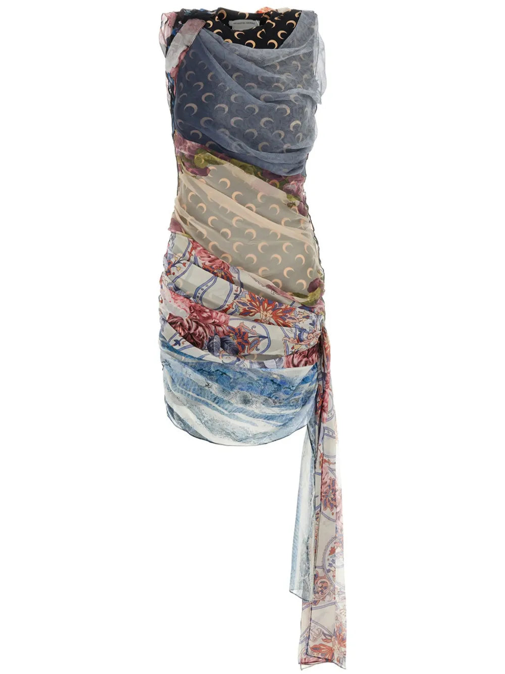 Marine Serre Silk Scarves Draped Dress