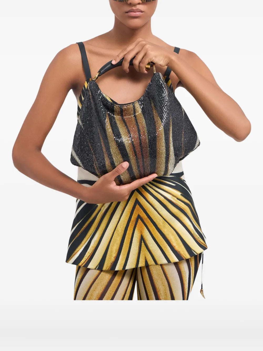 Roberto Cavalli Sequin Embellished Shoulder Bag