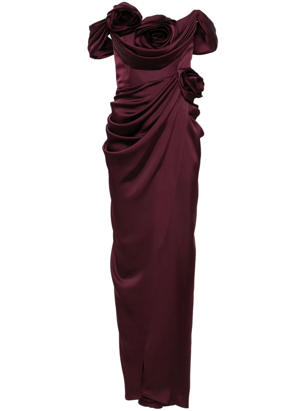 Ana Radu Floral Applique Draped Gown