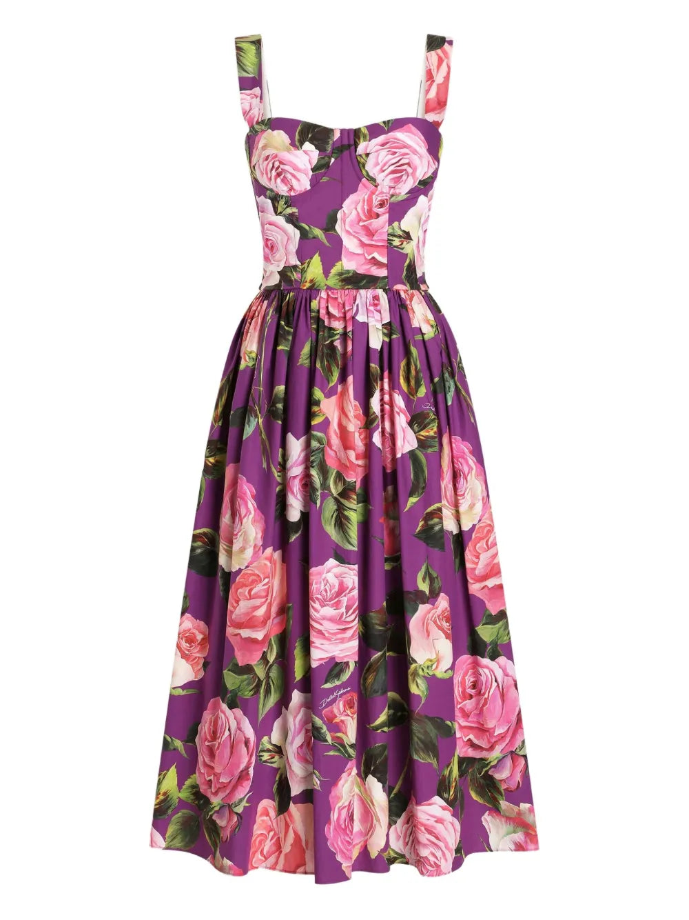 Dolce Gabbana Rose Print Midi Dress